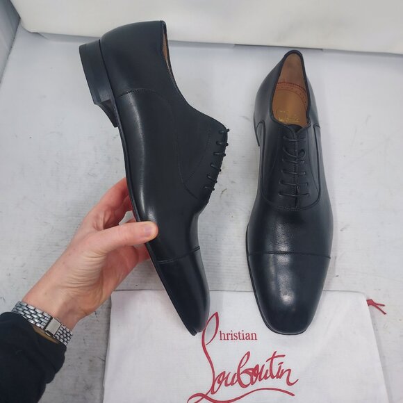 Christian Louboutin Greggo Black Lace-Up Leather Dress Shoe - Picture 5 of 13
